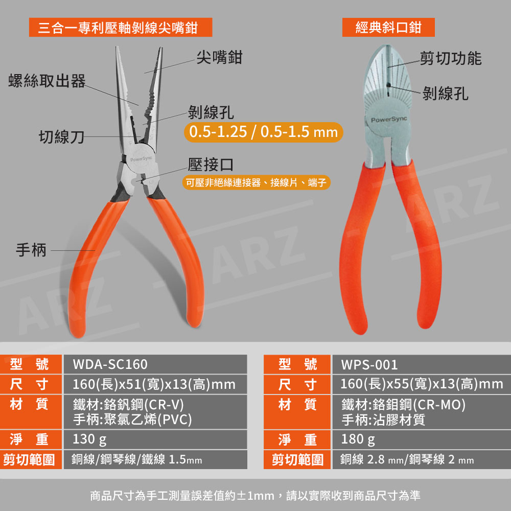 PowerSync 6吋 斜口鉗 剝線尖嘴鉗 【D290】 台灣製 剪線器 壓接鉗 省力鉗子 老虎鉗 剝線鉗 鋼絲鉗 斜口剪 尖口鉗 剝線器 剪線鉗 斜嘴鉗 脫線鉗 壓線鉗 工具鉗 生活用品 五金工具_3