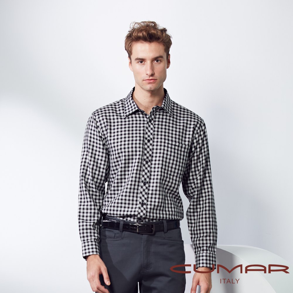 CUMAR 男裝長袖小格紋襯衫/229301