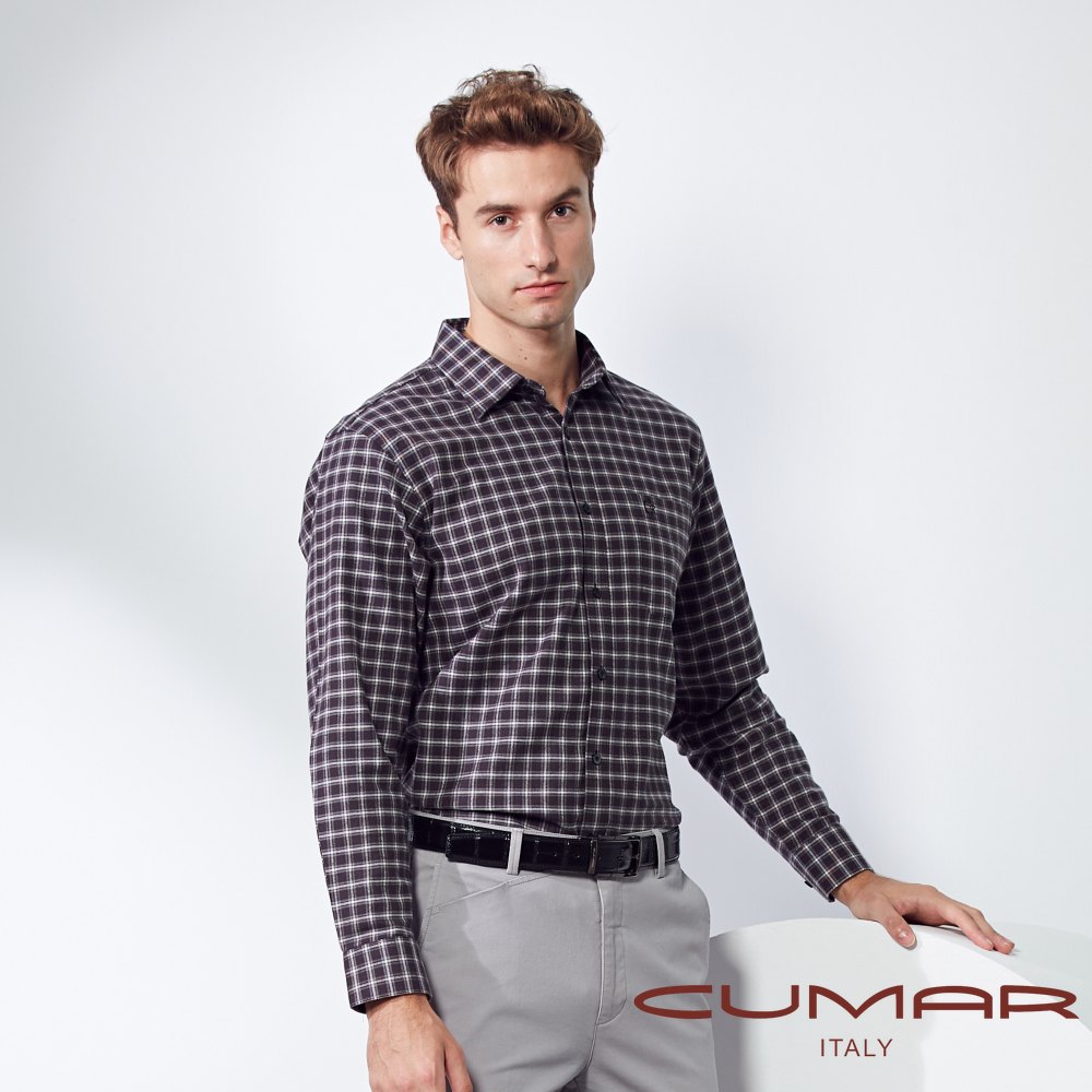 CUMAR 男裝長袖格紋襯衫/229304