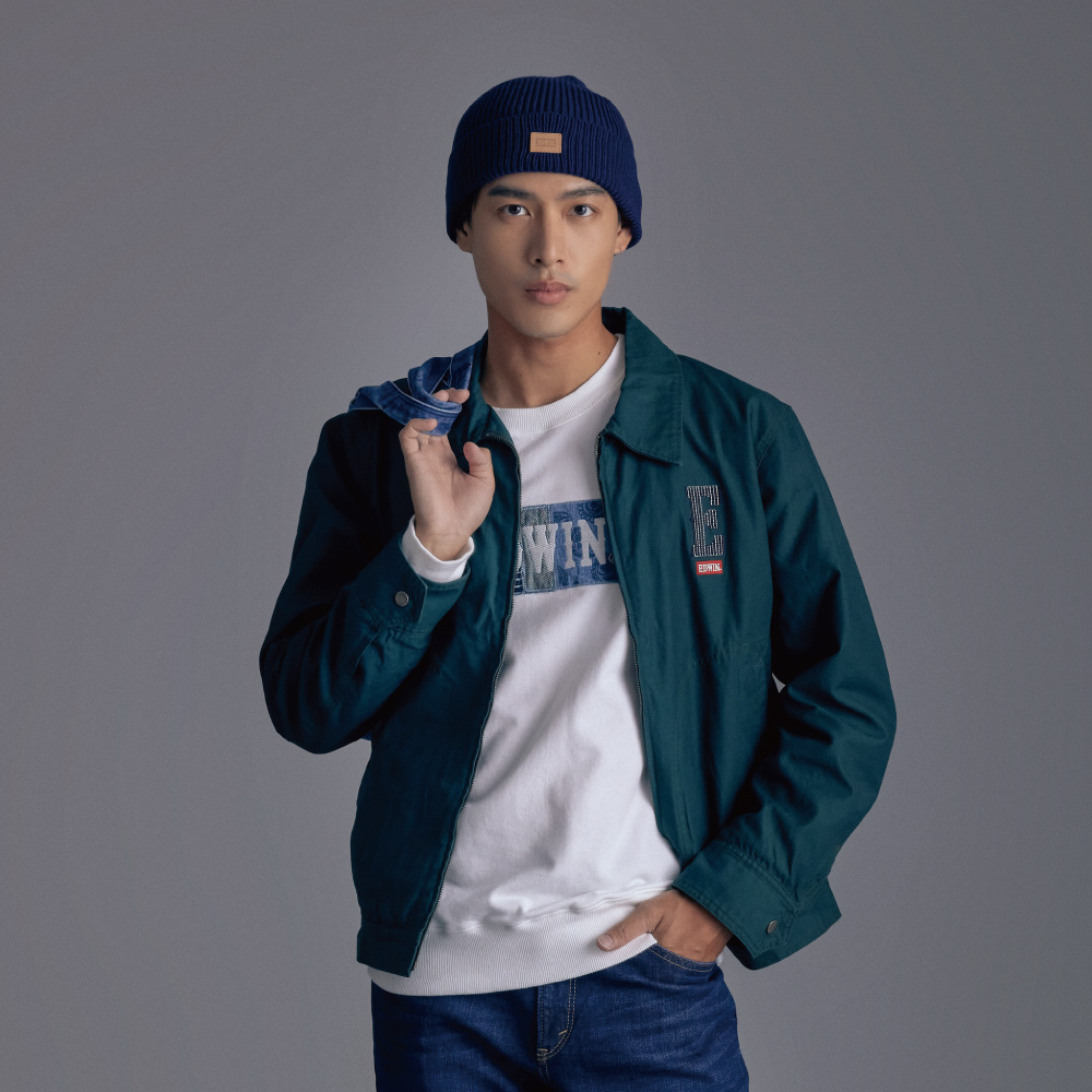 EDWIN｜男裝｜復古翻領後印花拉鍊外套