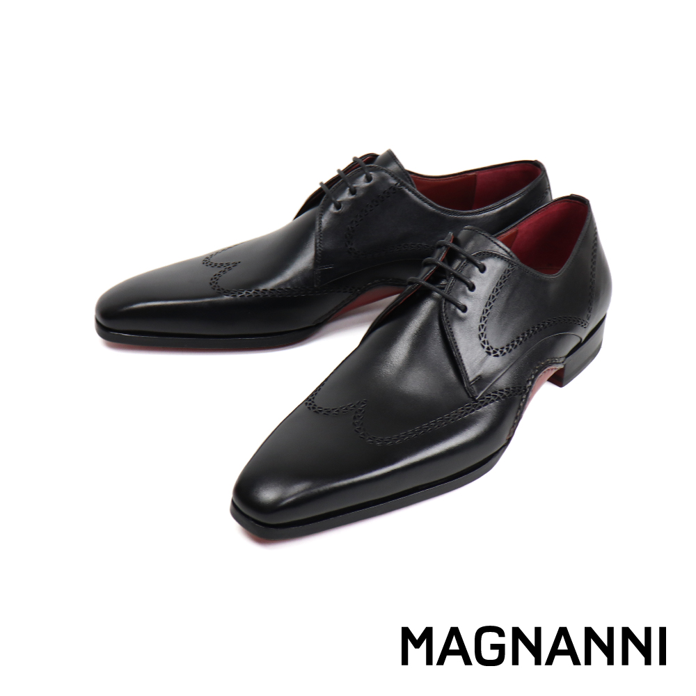 【MAGNANNI】西班牙手工翼紋雕孔德比鞋 黑色(22090-BL)