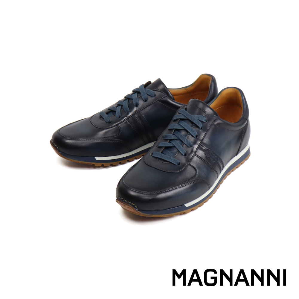 【MAGNANNI】西班牙全皮面復古休閒鞋 海軍藍(22653-NA)