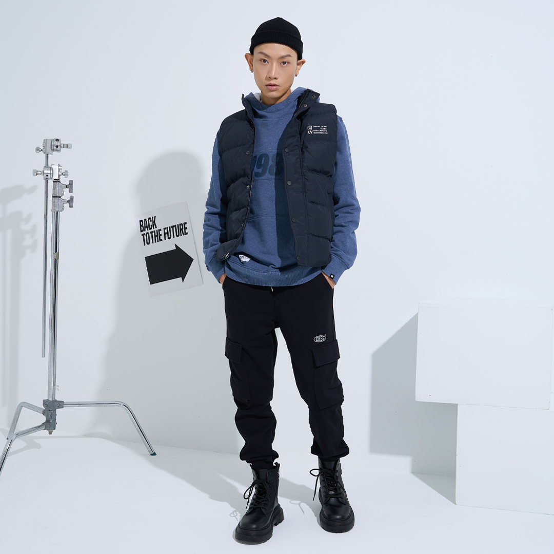 潮流經典立領羽絨背心(丈青)-男_2
