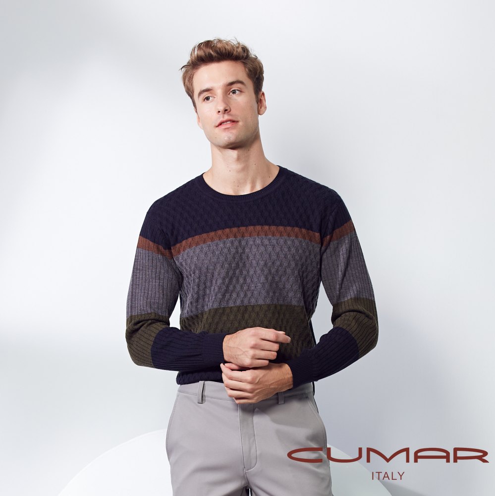 CUMAR 男裝圓領緹花毛衣 / 229605