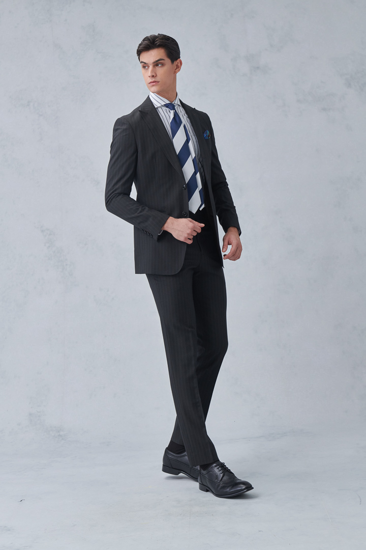 SST&C Black Striped Pattern Slim Fit Suit Jacket | 0112212002  (Outlet)_5
