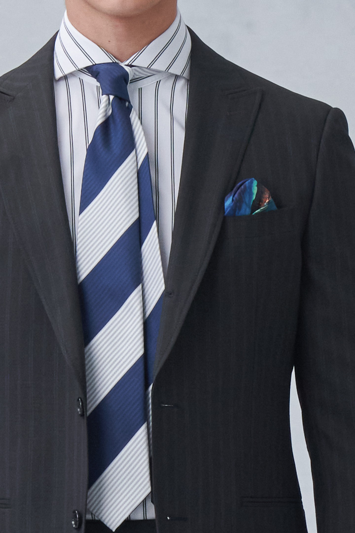 SST&C Black Striped Pattern Slim Fit Suit Jacket | 0112212002  (Outlet)_6