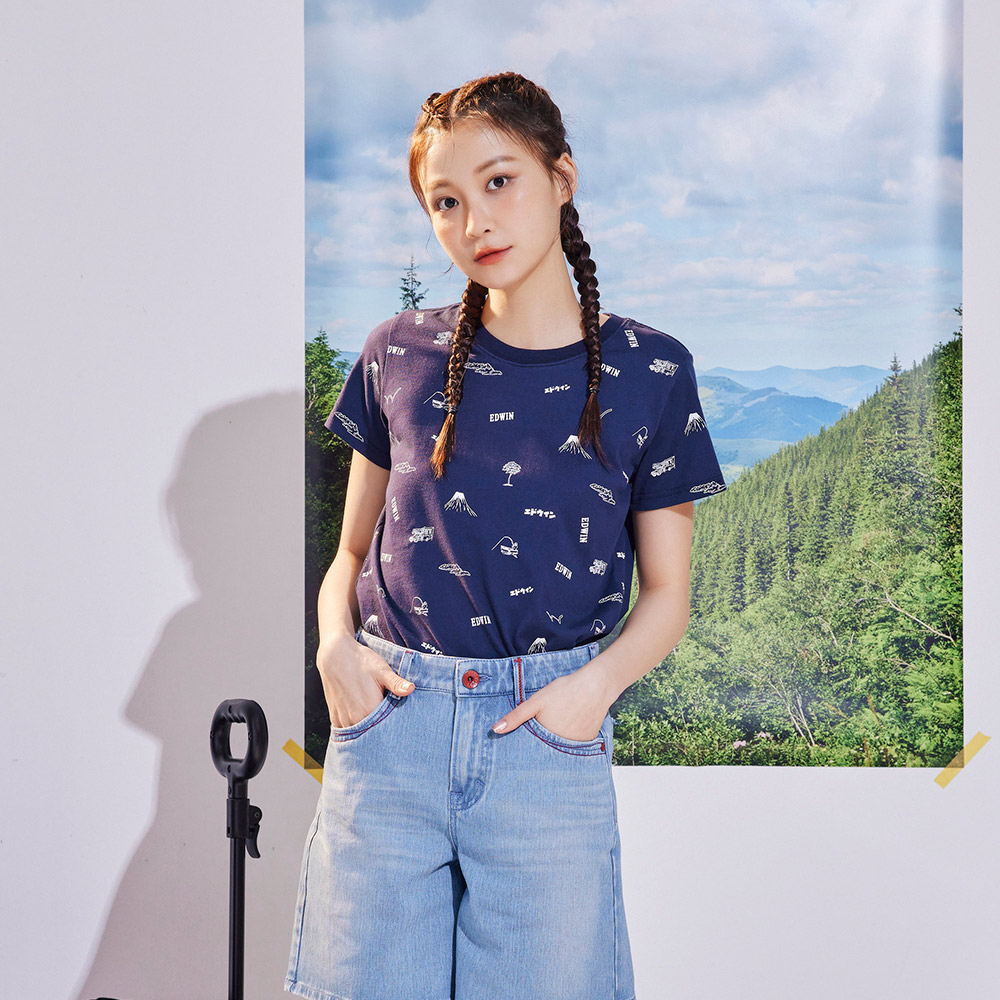 EDWIN｜女裝｜滿版印花短袖T恤