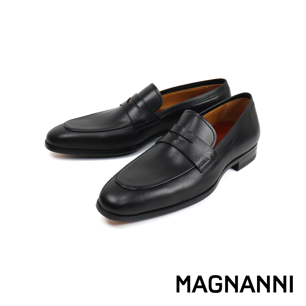 【MAGNANNI】西班牙經典素面便士樂福鞋 黑色(24510-BL)
