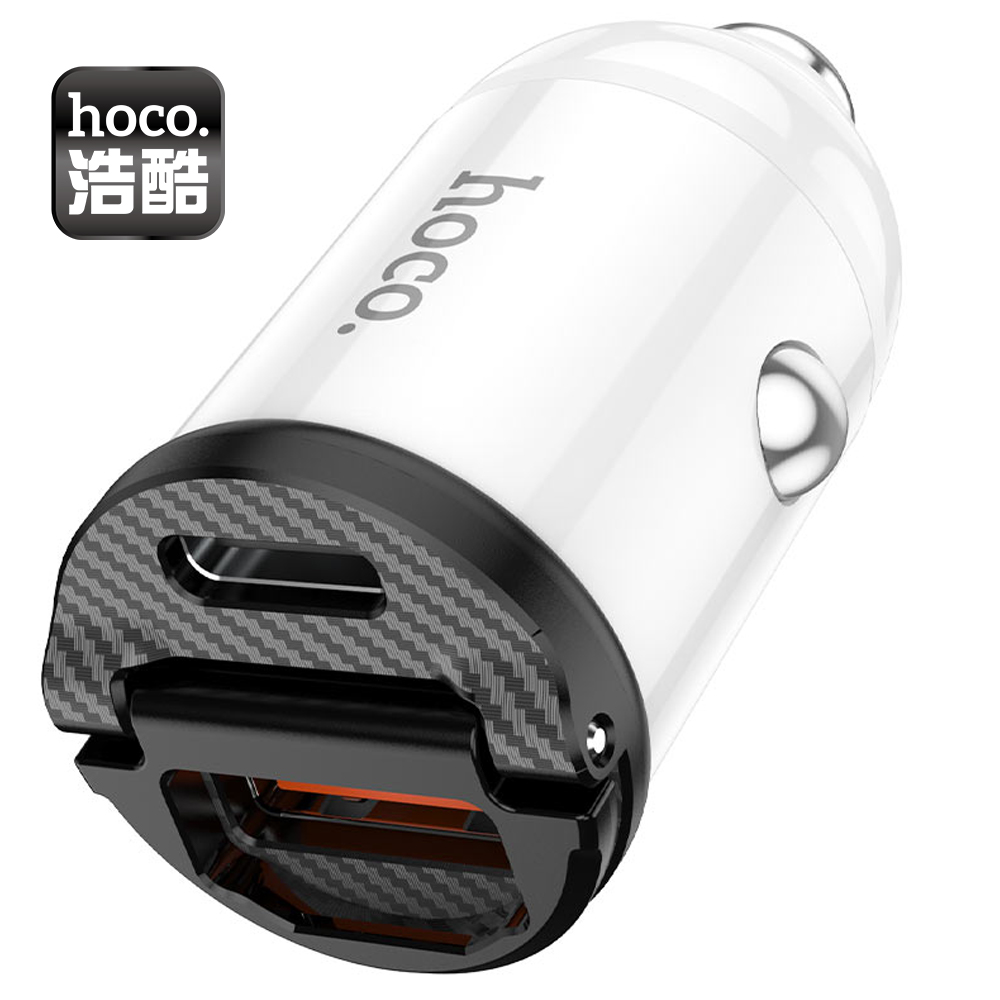 【hoco. 浩酷】NZ2 拉環PD30W+QC3.0 車載充電器(黑色／白色)_0