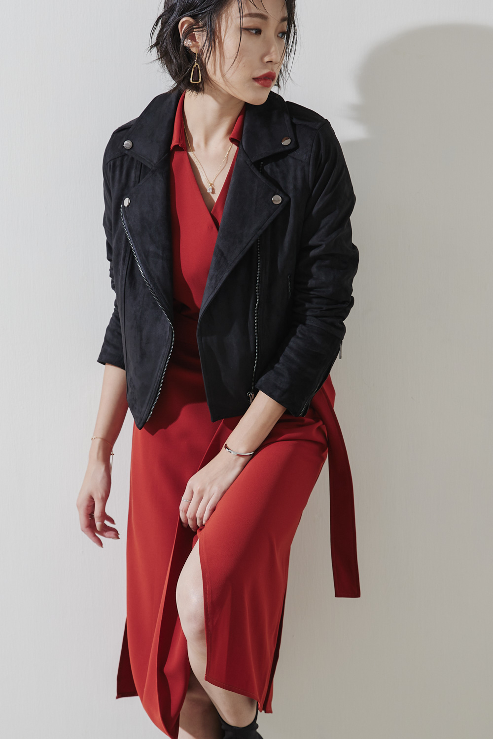 SST&C Women'S Black Suede Short Biker Jacket | 8162209002  (Outlet)_1