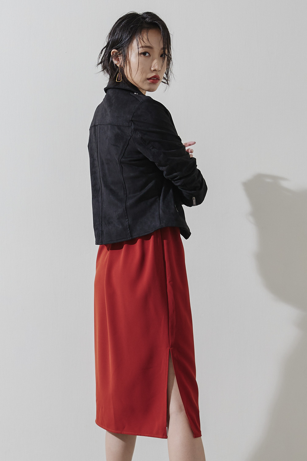 SST&C Women'S Black Suede Short Biker Jacket | 8162209002  (Outlet)_3