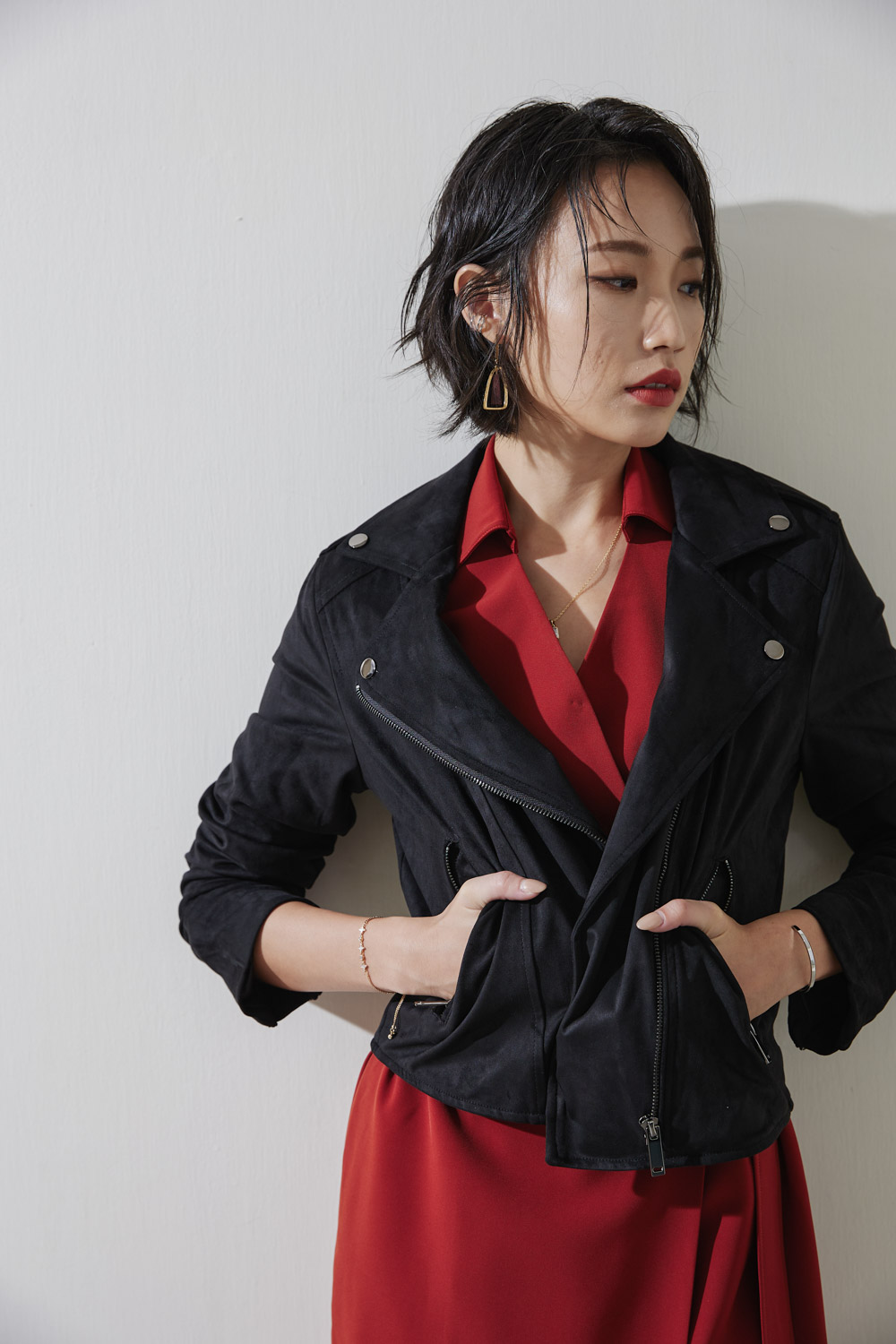 SST&C Women'S Black Suede Short Biker Jacket | 8162209002  (Outlet)_4