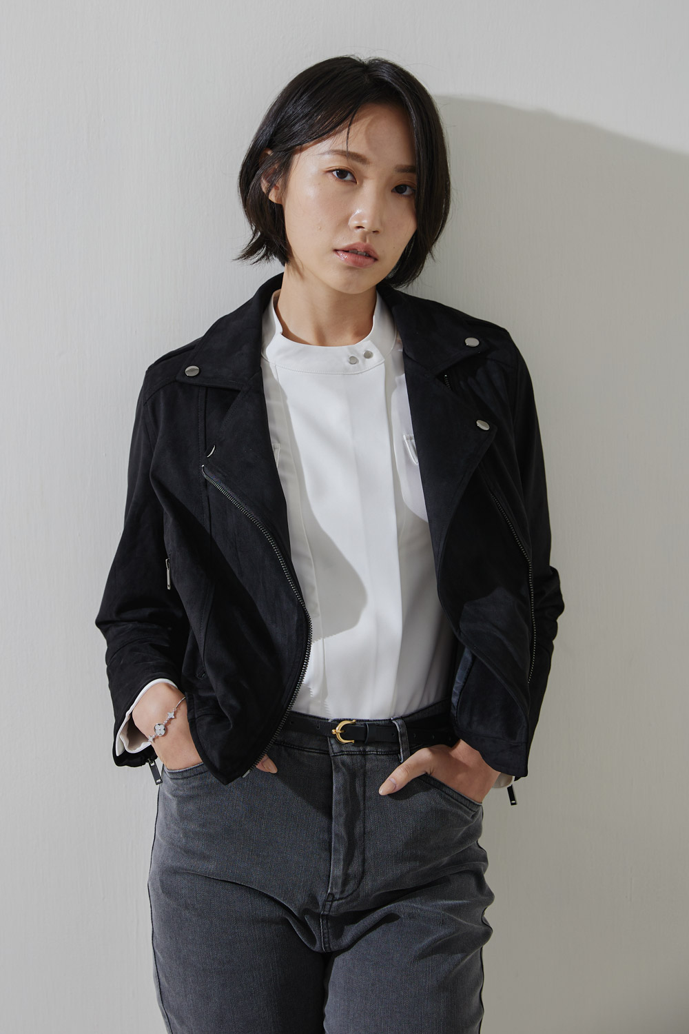 SST&C Women'S Black Suede Short Biker Jacket | 8162209002  (Outlet)_5