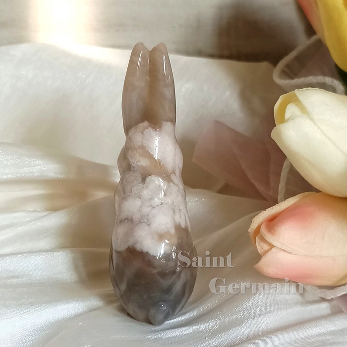 🐇櫻花瑪瑙兔10號 雕件/擺件 ~保平安，身心和諧，調理荷爾蒙，提升免疫力_4