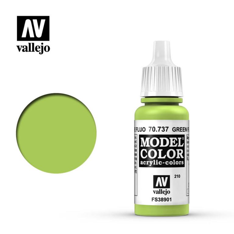 Acrylicos Vallejo 模型色彩 Model Color 210 70737 螢光綠色 Green Fluo 17 ml_0