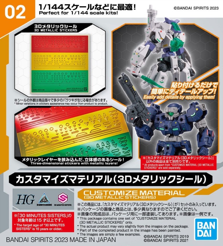BANDAI CUSTOMIZE MATERIAL PARTS 改造配件 3D金屬質感貼紙_0