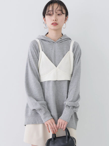 【SET ITEM】灰色帽T上衣+針織馬甲背心(1L31L1C0540) - earth music&ecology