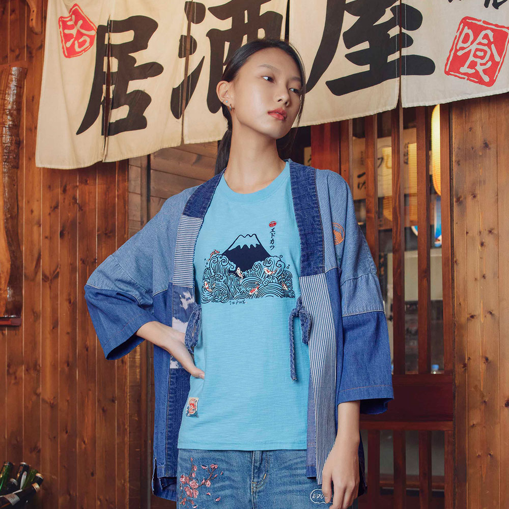 江戶勝｜女裝｜海浪鯉魚短袖T恤