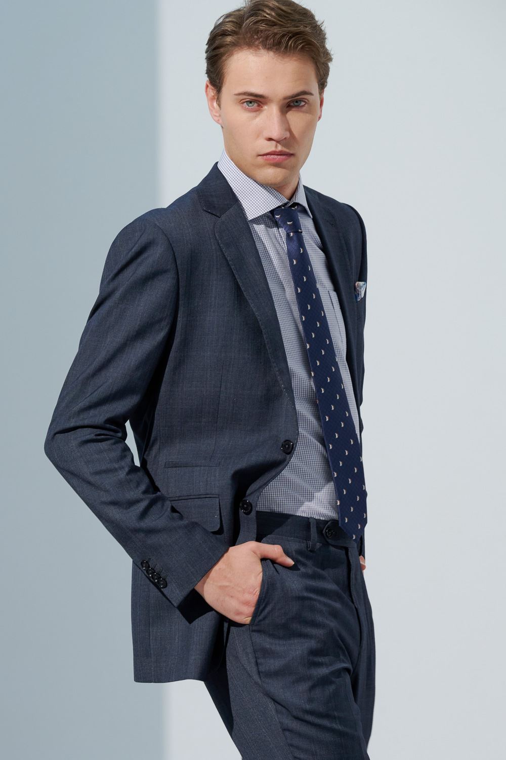 SST&C Gray Check Pattern Slim Fit Suit Jacket | 0112302001  (Outlet)_2
