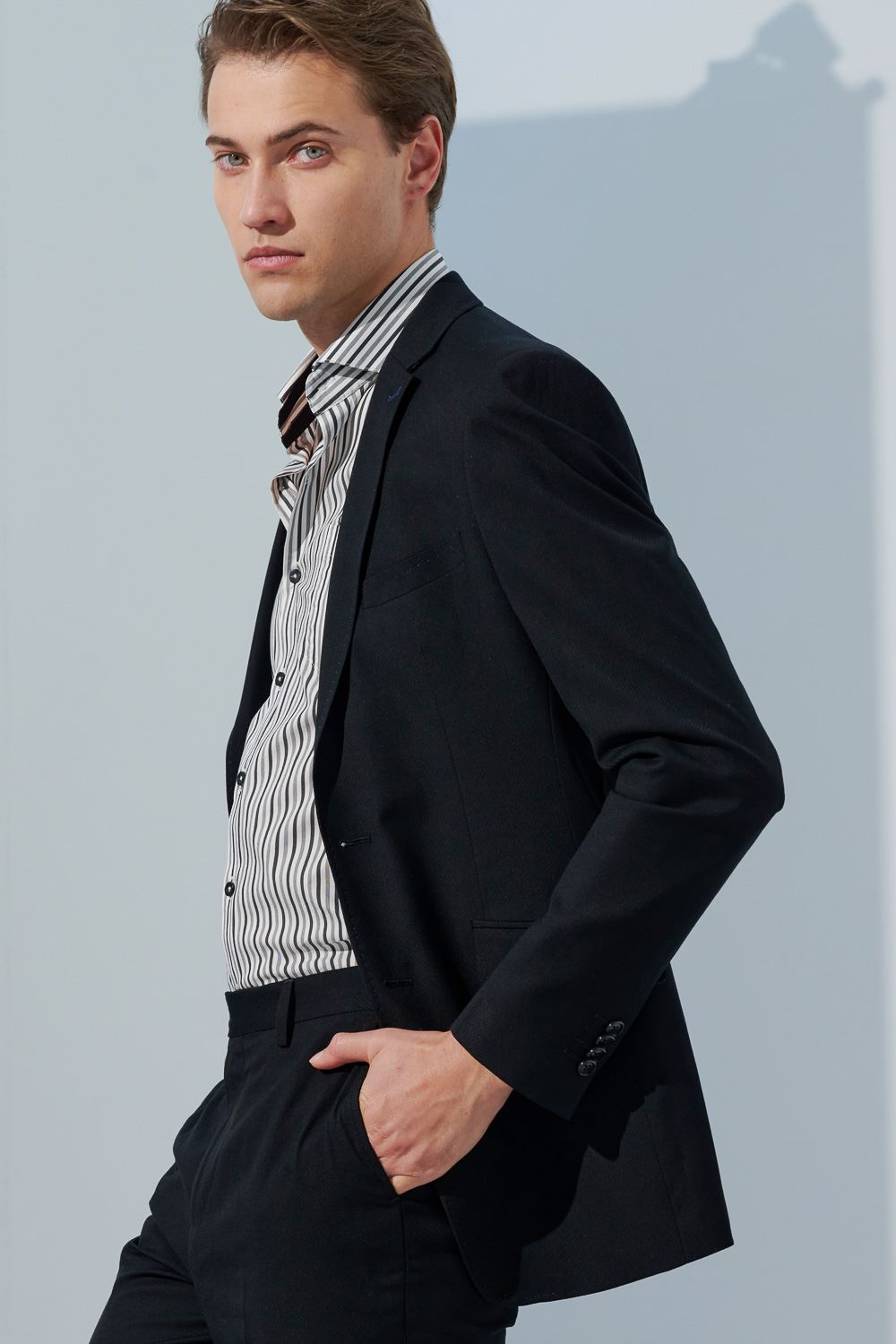 SST&C #Online Exclusive  Black Textured Slim Fit Suit Jacket | 0112302002  (Outlet)_1