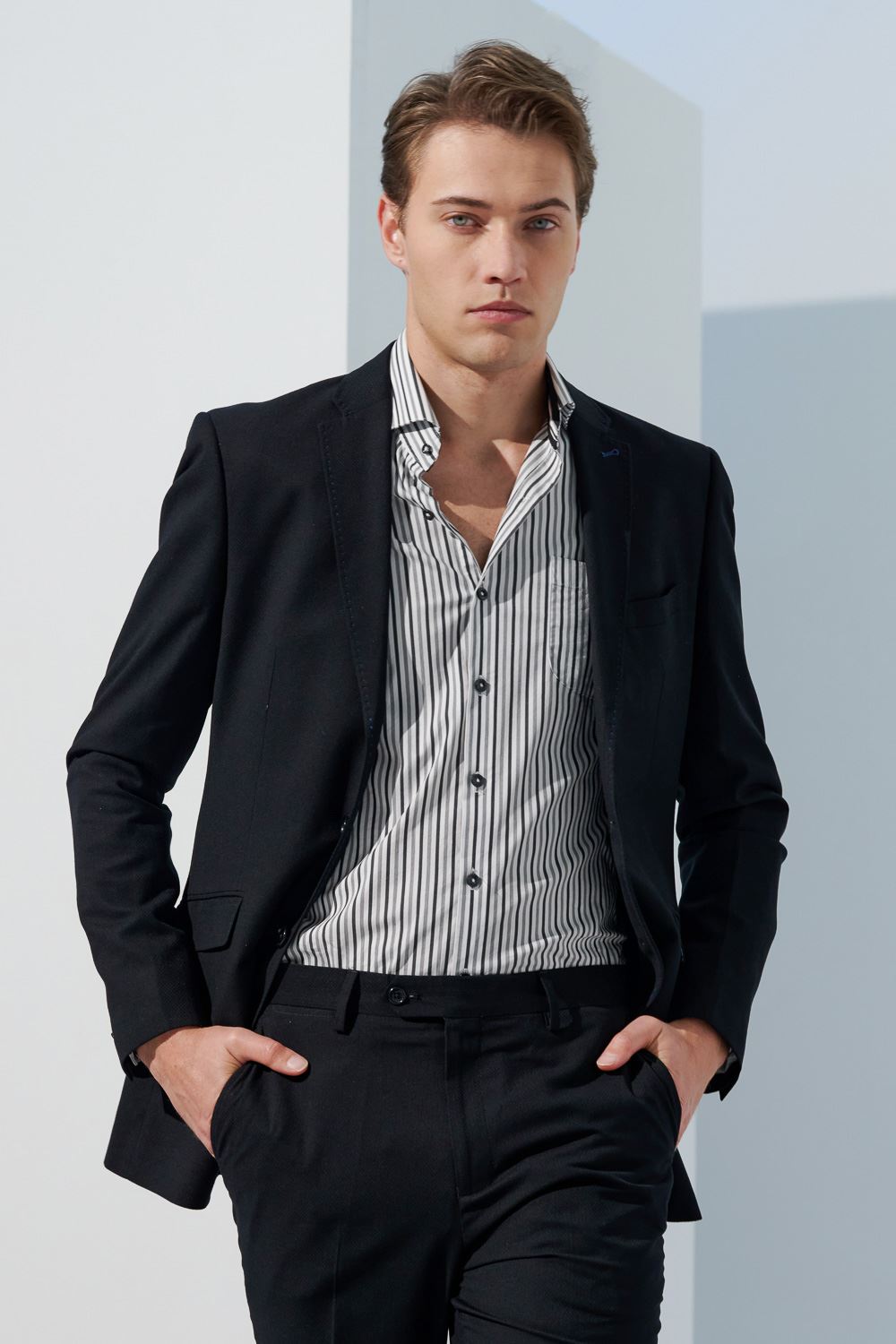 SST&C #Online Exclusive  Black Textured Slim Fit Suit Jacket | 0112302002  (Outlet)_5