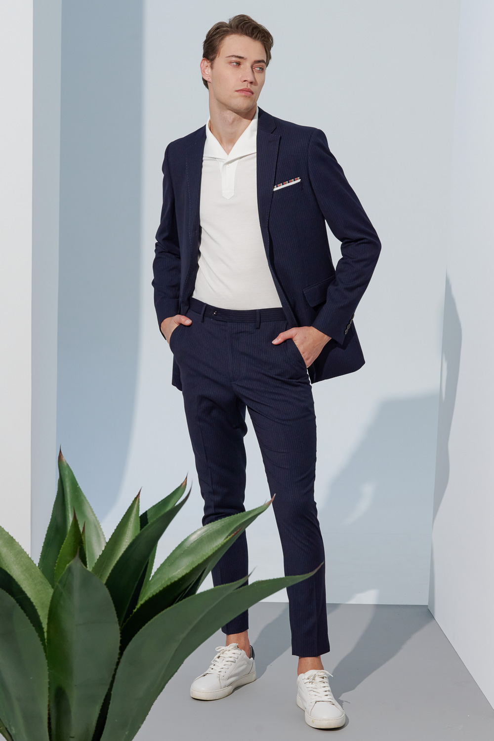 SST&C Navy Striped Pattern Tailor'S Suit Jacket | 0112302005  (Outlet)_3