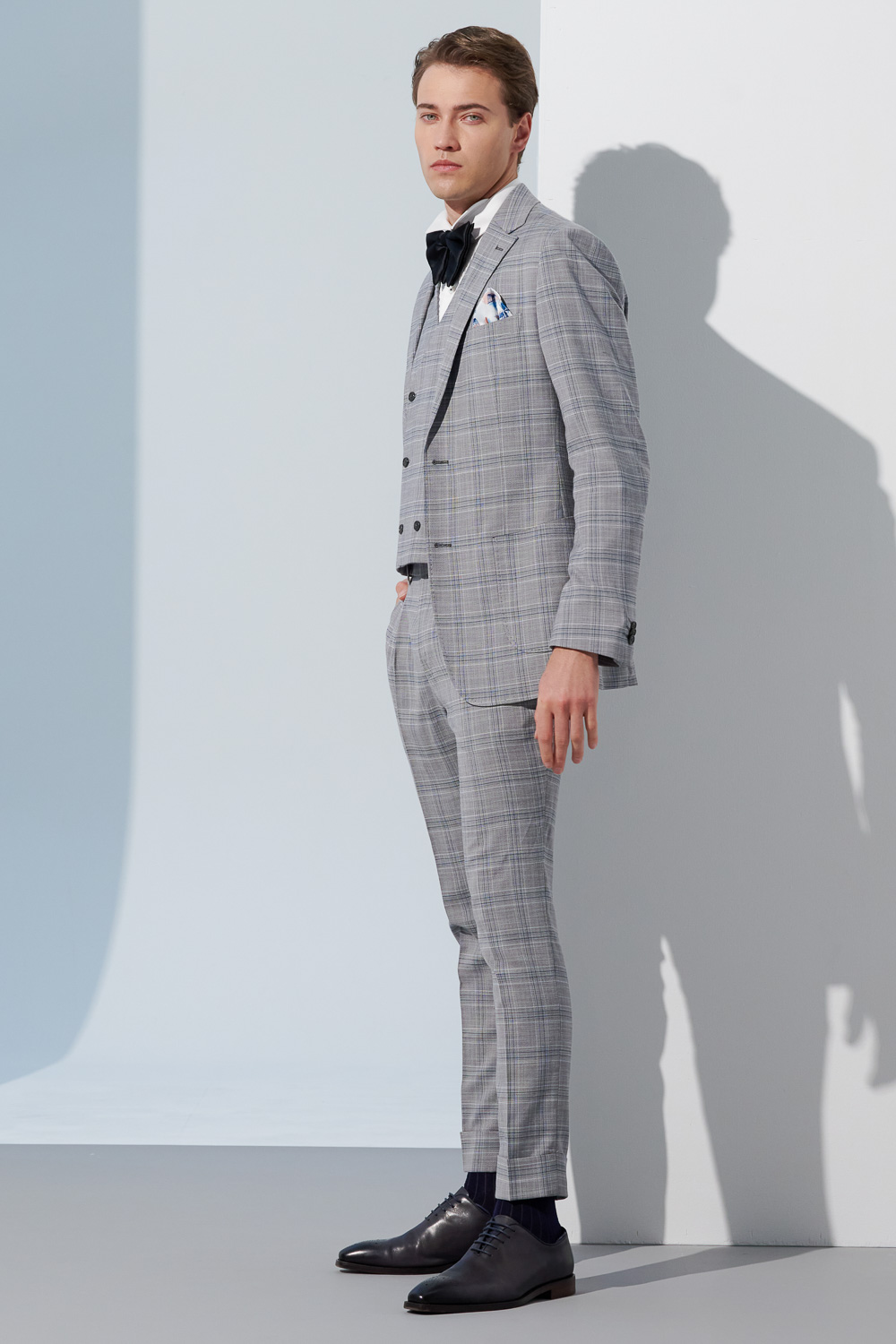 SST&C Light Gray Check Pattern Slim Fit Suit Jacket | 0112302006  (Outlet)_4
