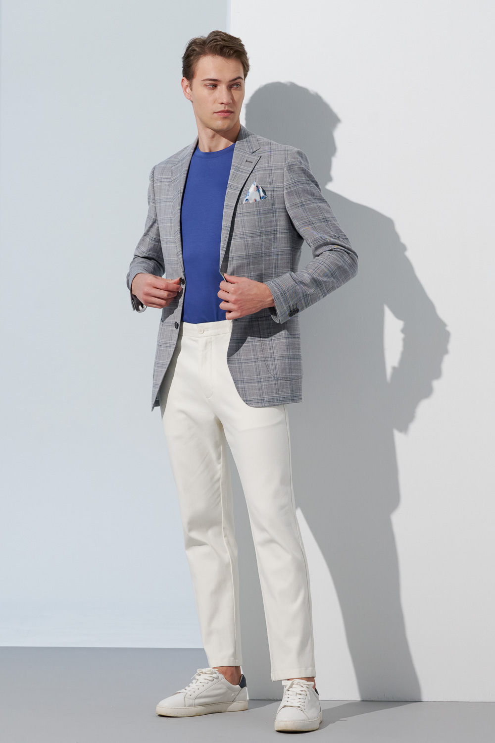 SST&C Light Gray Check Pattern Slim Fit Suit Jacket | 0112302006  (Outlet)_5