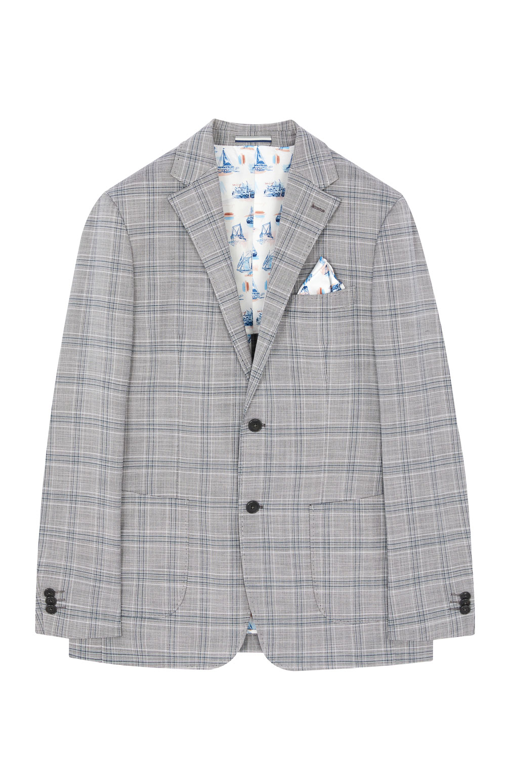 SST&C Light Gray Check Pattern Slim Fit Suit Jacket | 0112302006  (Outlet)_7
