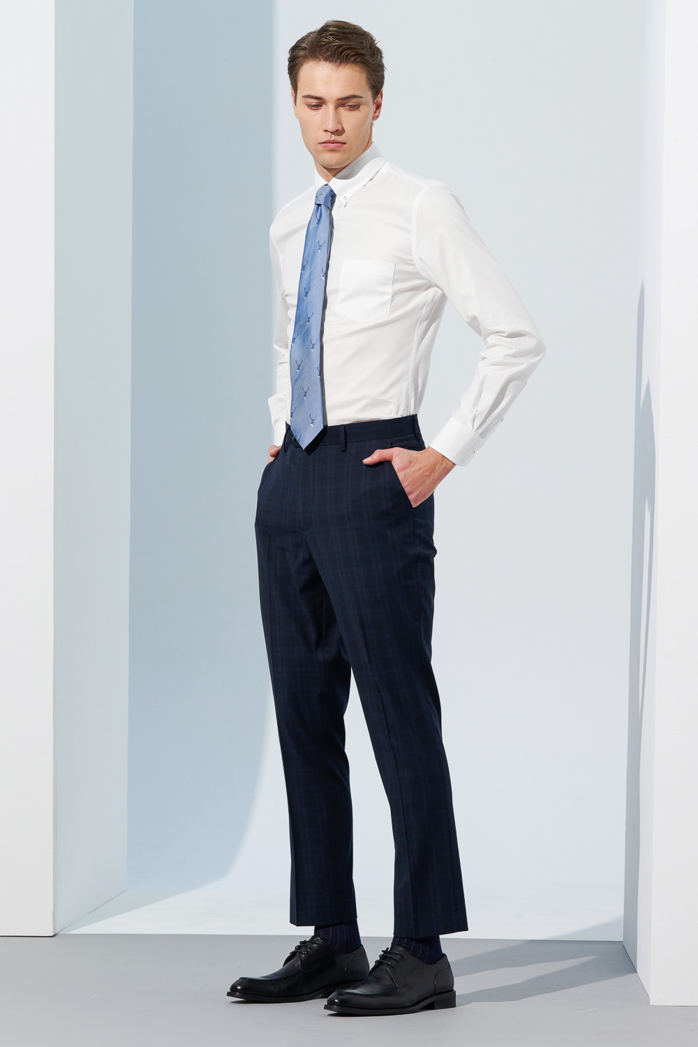 SST&C Black Check Pattern Classic Slim Fit Suit Trousers | 0212302004  (Outlet)_4