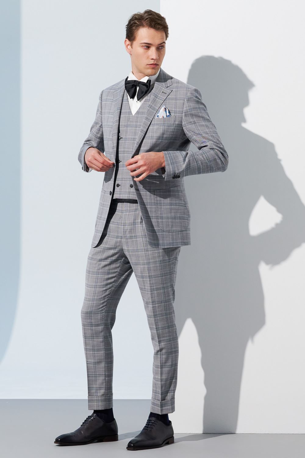 SST&C Light Gray Check Pattern Slim Fit Suit Trousers | 0212302006  (Outlet)_3