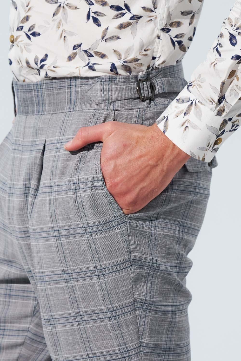 SST&C Light Gray Check Pattern Slim Fit Suit Trousers | 0212302006  (Outlet)_5