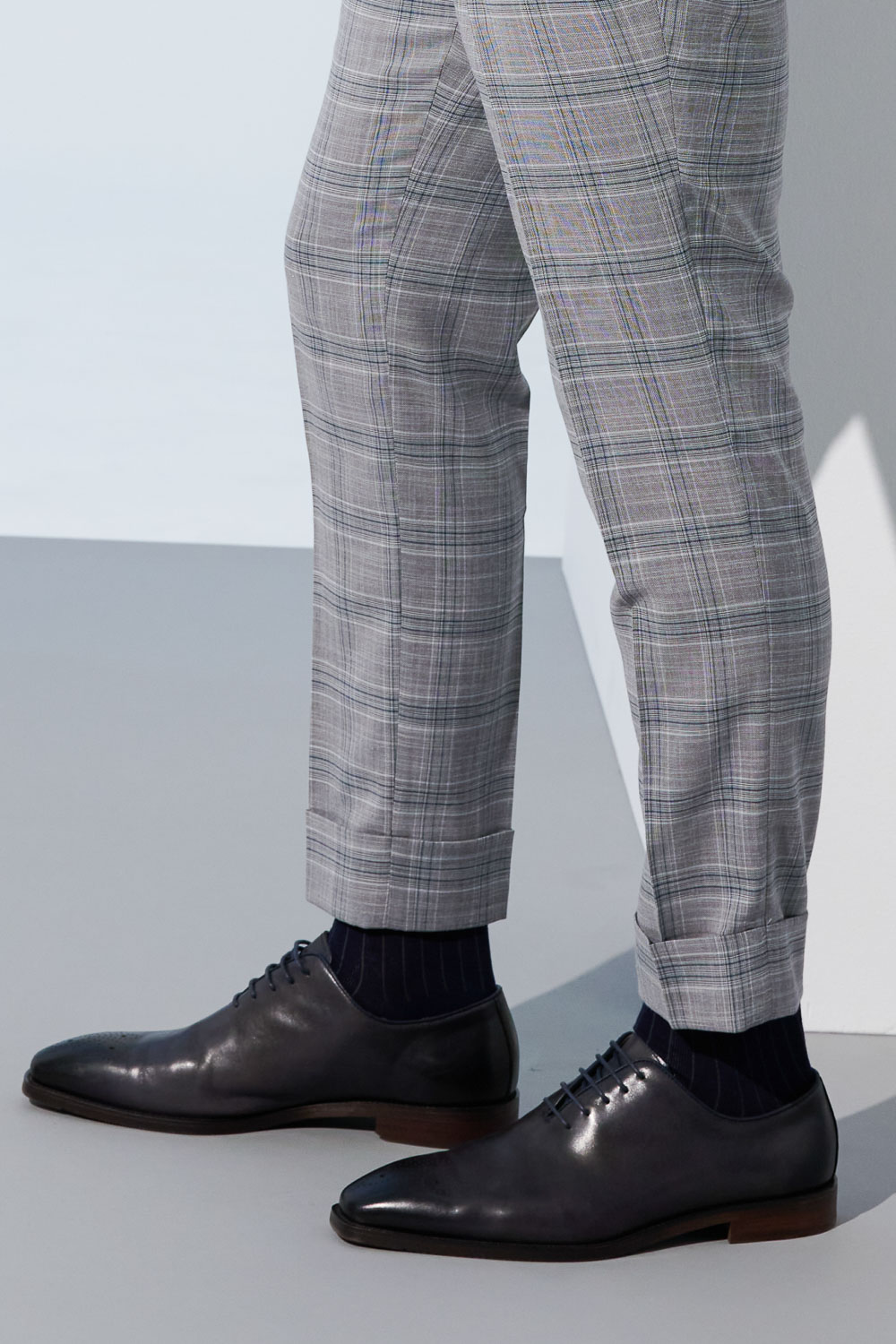 SST&C Light Gray Check Pattern Slim Fit Suit Trousers | 0212302006  (Outlet)_6