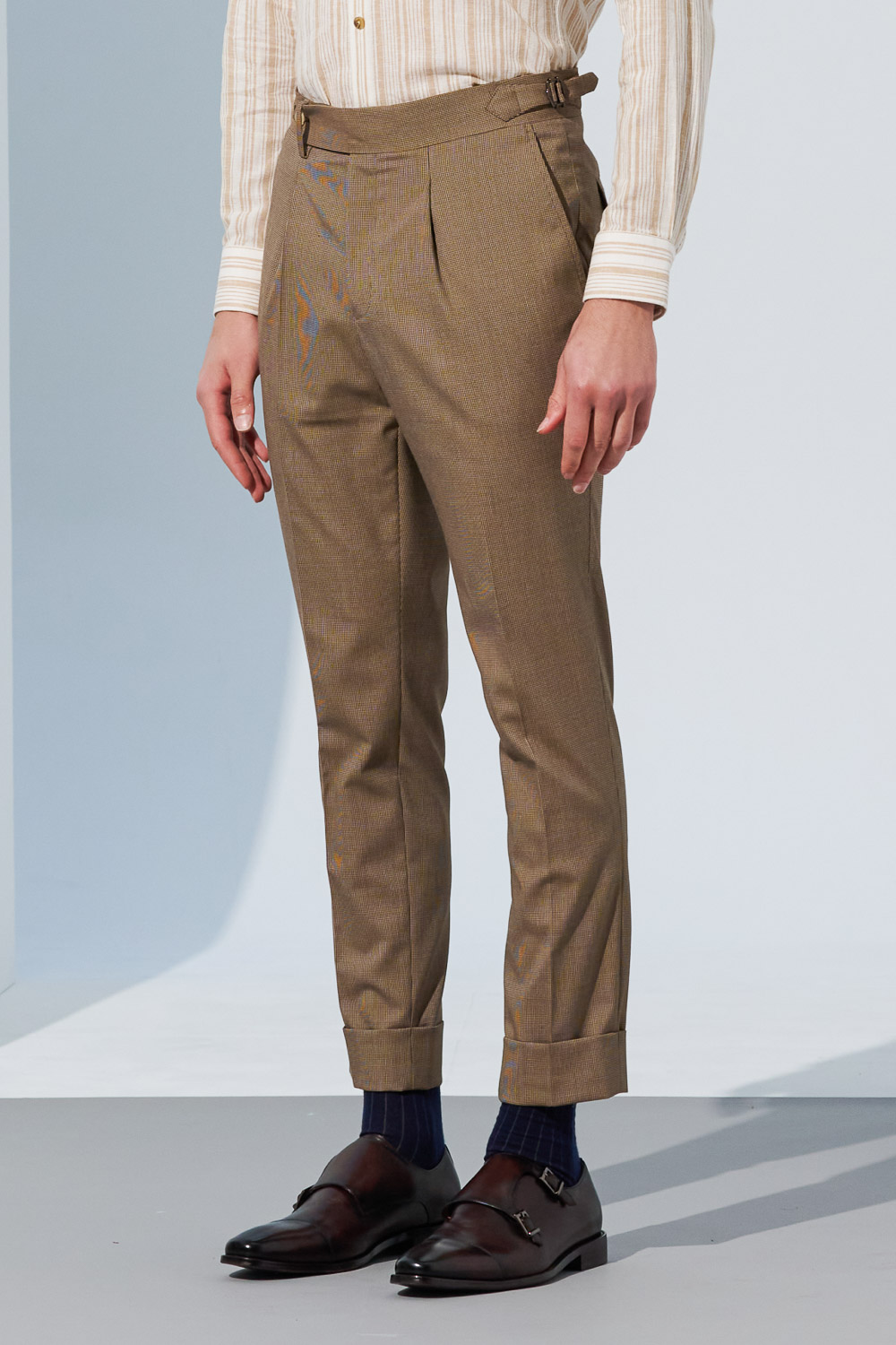 SST&C Brown Houndstooth Slim Fit Suit Trousers | 0212302007  (Outlet)_3