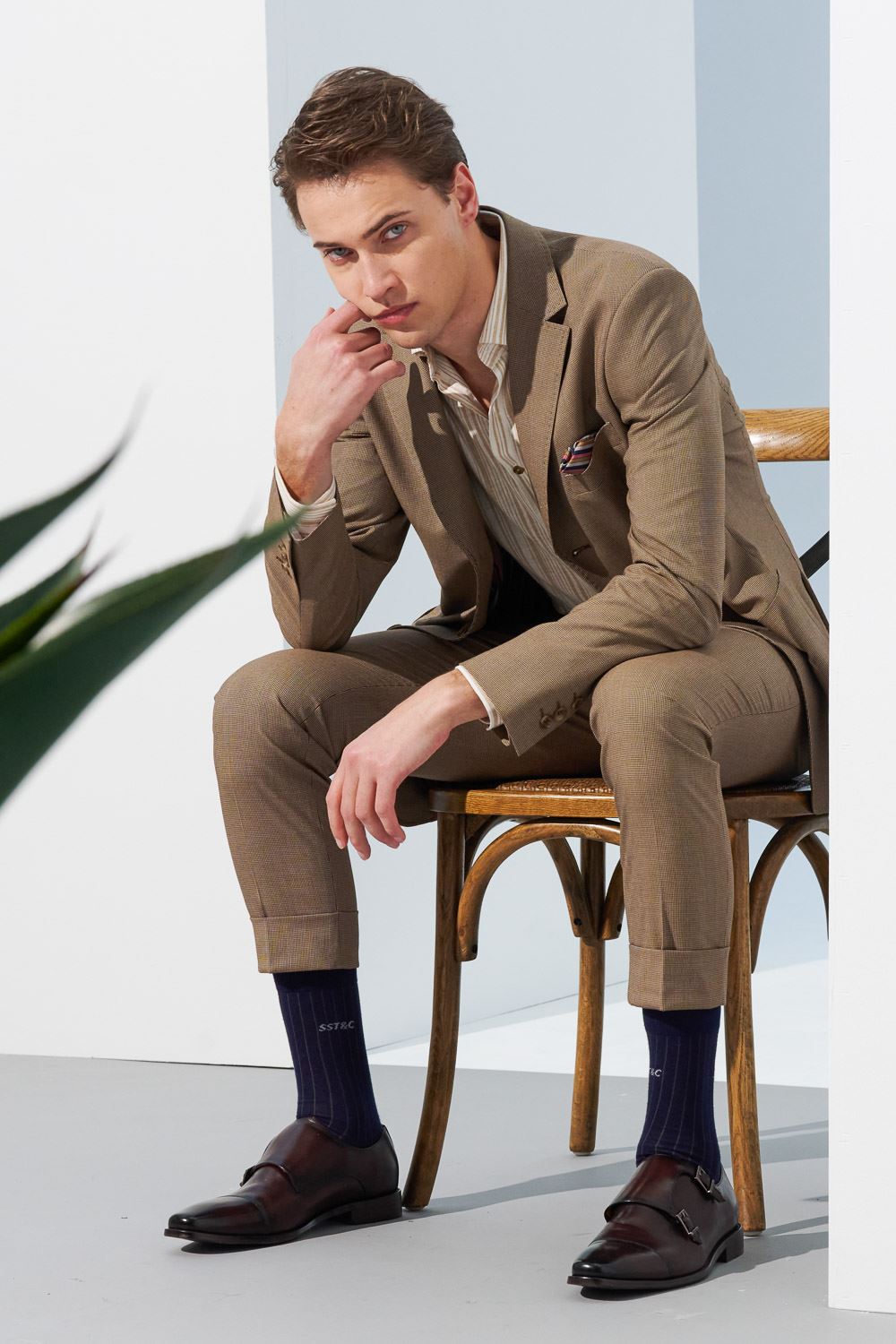 SST&C Brown Houndstooth Slim Fit Suit Trousers | 0212302007  (Outlet)_6