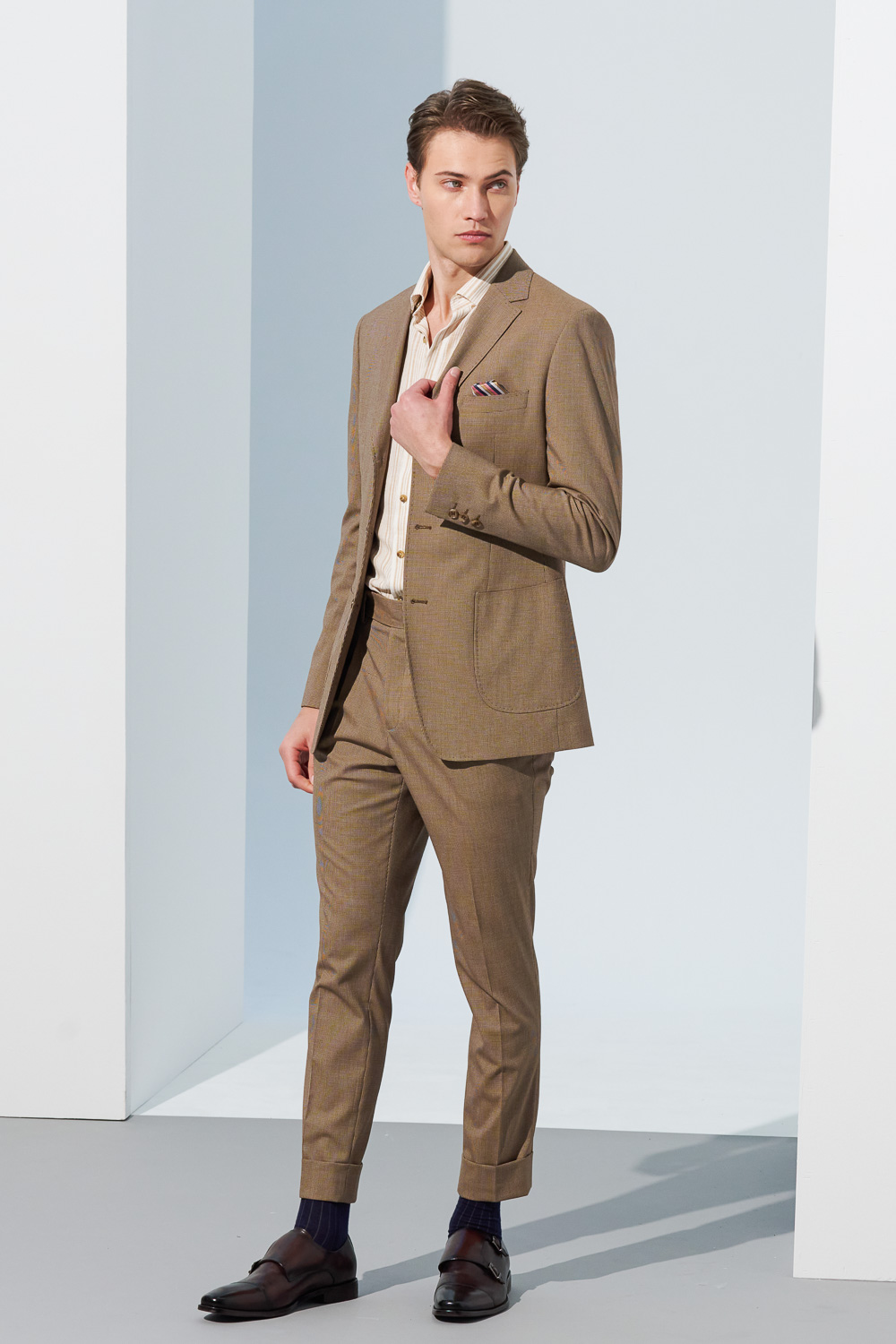 SST&C Brown Houndstooth Slim Fit Suit Trousers | 0212302007  (Outlet)_8
