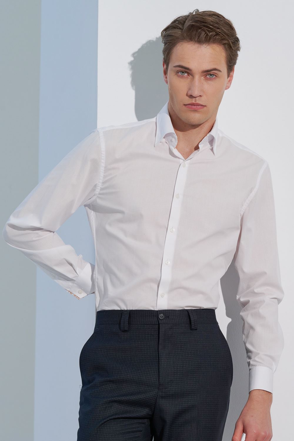 SST&C #Easycare  White Textured Standard Shirt | 0312302003  (Outlet)_0