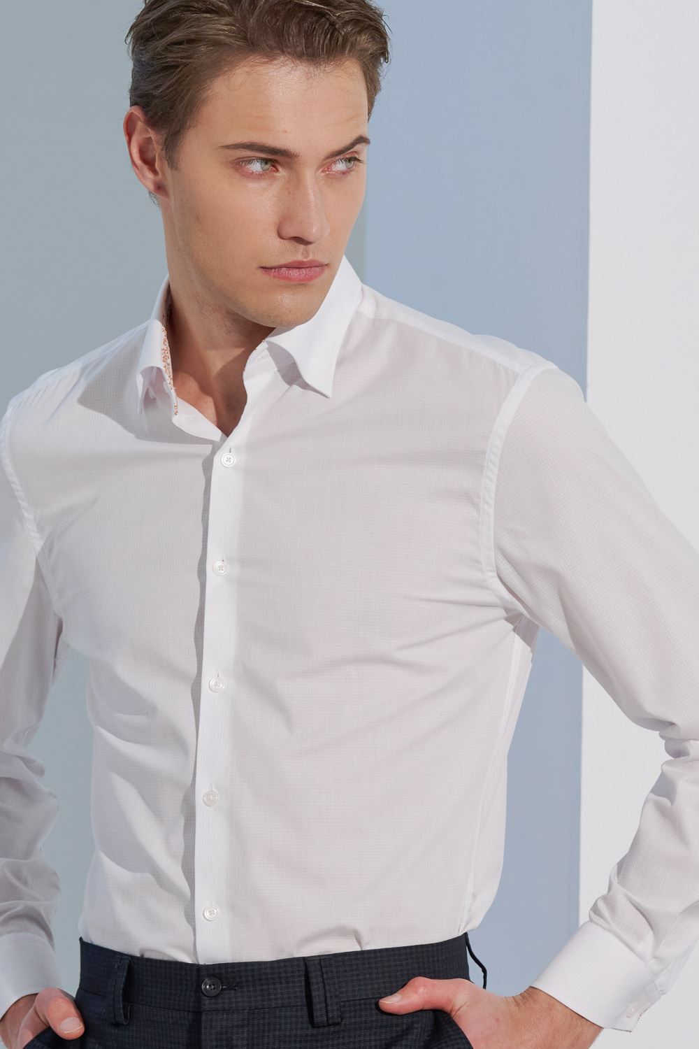 SST&C #Easycare  White Textured Standard Shirt | 0312302003  (Outlet)_1