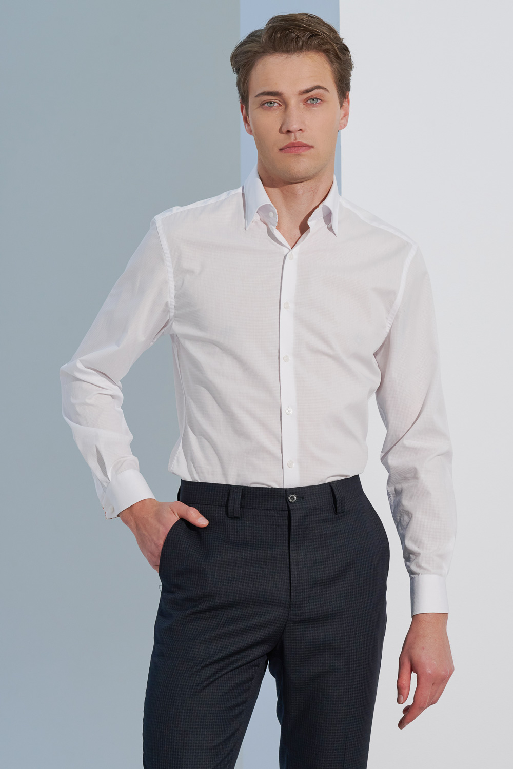SST&C #Easycare  White Textured Standard Shirt | 0312302003  (Outlet)_2