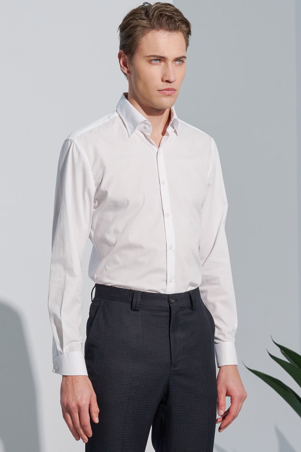 SST&C #Easycare  White Textured Standard Shirt | 0312302003  (Outlet)_5