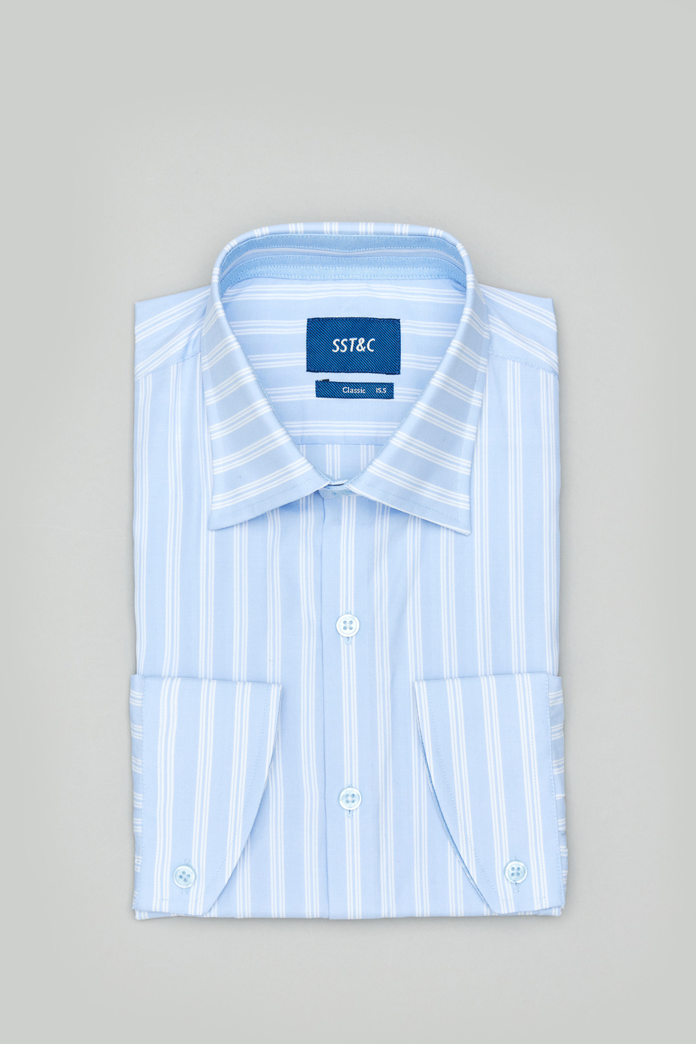 SST&C Tencel Cotton Blue and White Striped Pattern Standard Shirt | 0312302004  (Outlet)_8
