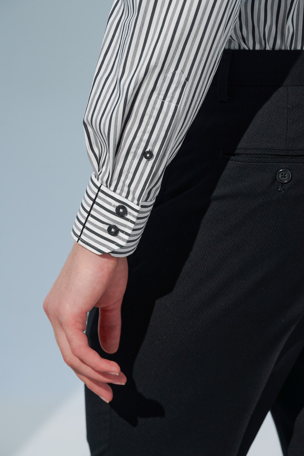 SST&C #Elastic Fit  Designer Black and White Striped Pattern Slim Fit Shirt | 0312302007  (Outlet)_6