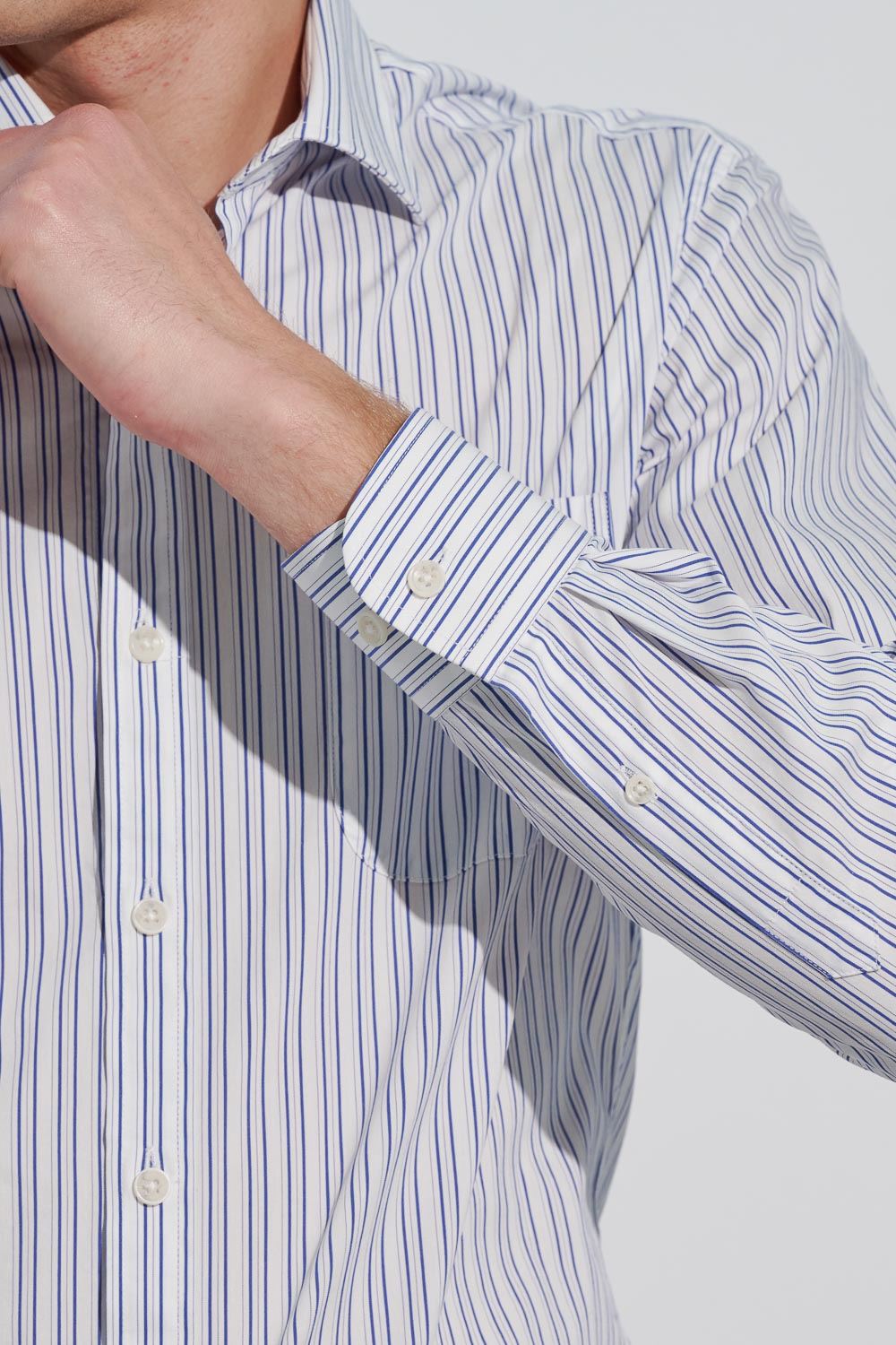 SST&C #Elastic Fit  Blue and White Striped Pattern Slim Fit Shirt | 0312302010  (Outlet)_6