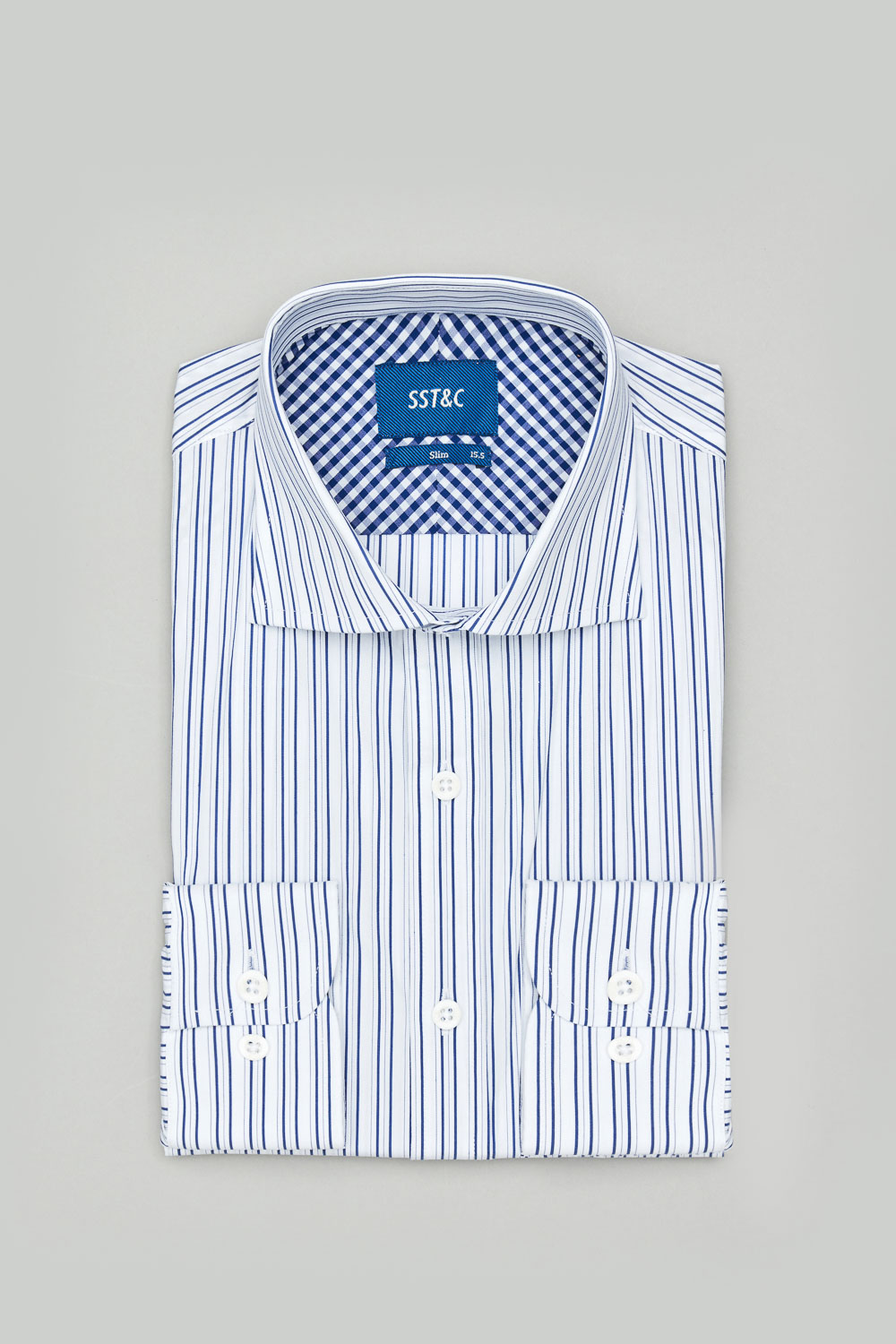 SST&C #Elastic Fit  Blue and White Striped Pattern Slim Fit Shirt | 0312302010  (Outlet)_8