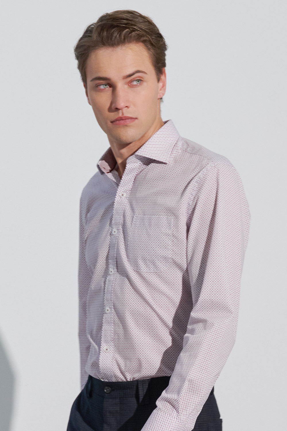 SST&C #Easycare  Red Geometric Small Print Slim Fit Shirt | 0312302011  (Outlet)_1