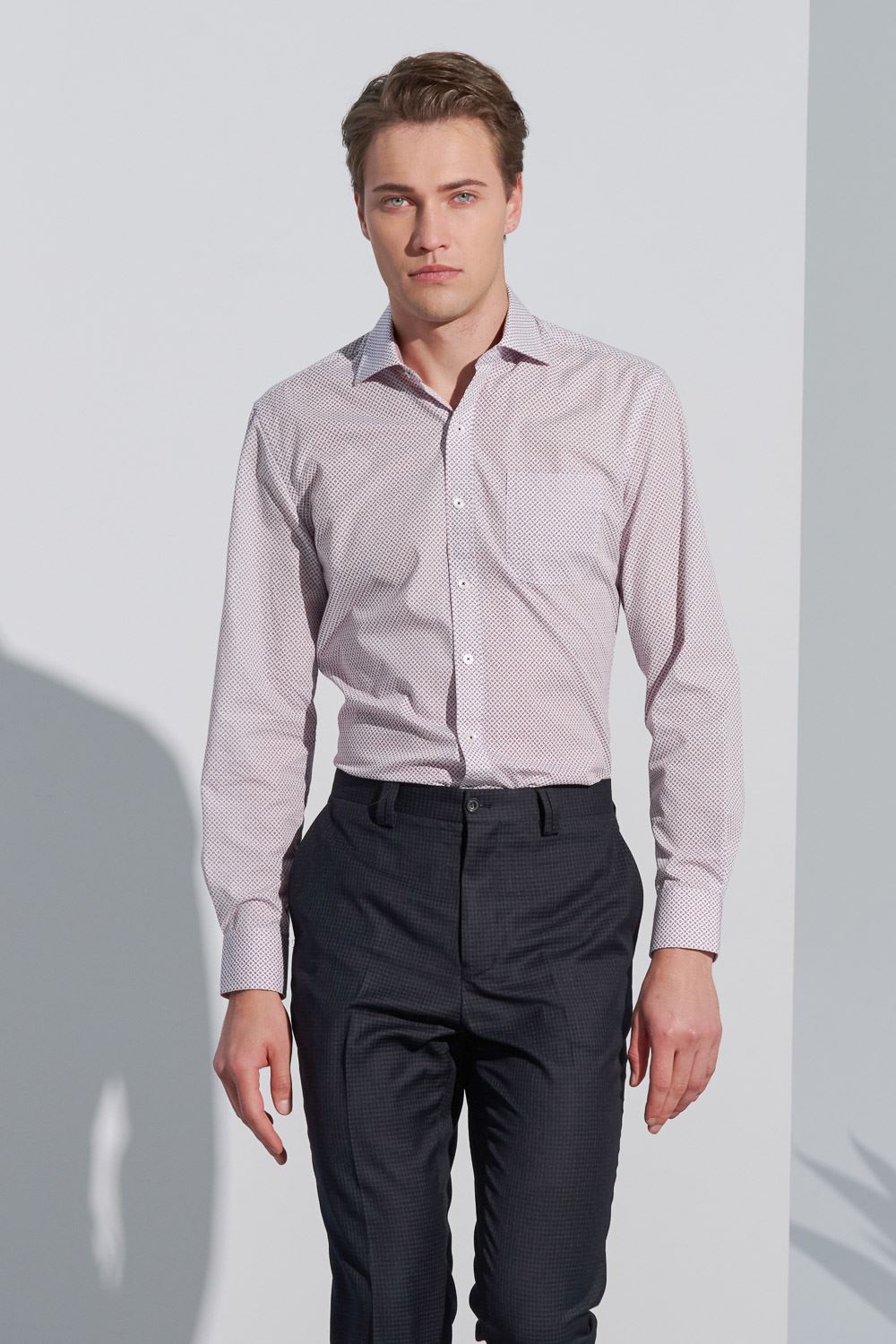 SST&C #Easycare  Red Geometric Small Print Slim Fit Shirt | 0312302011  (Outlet)_2