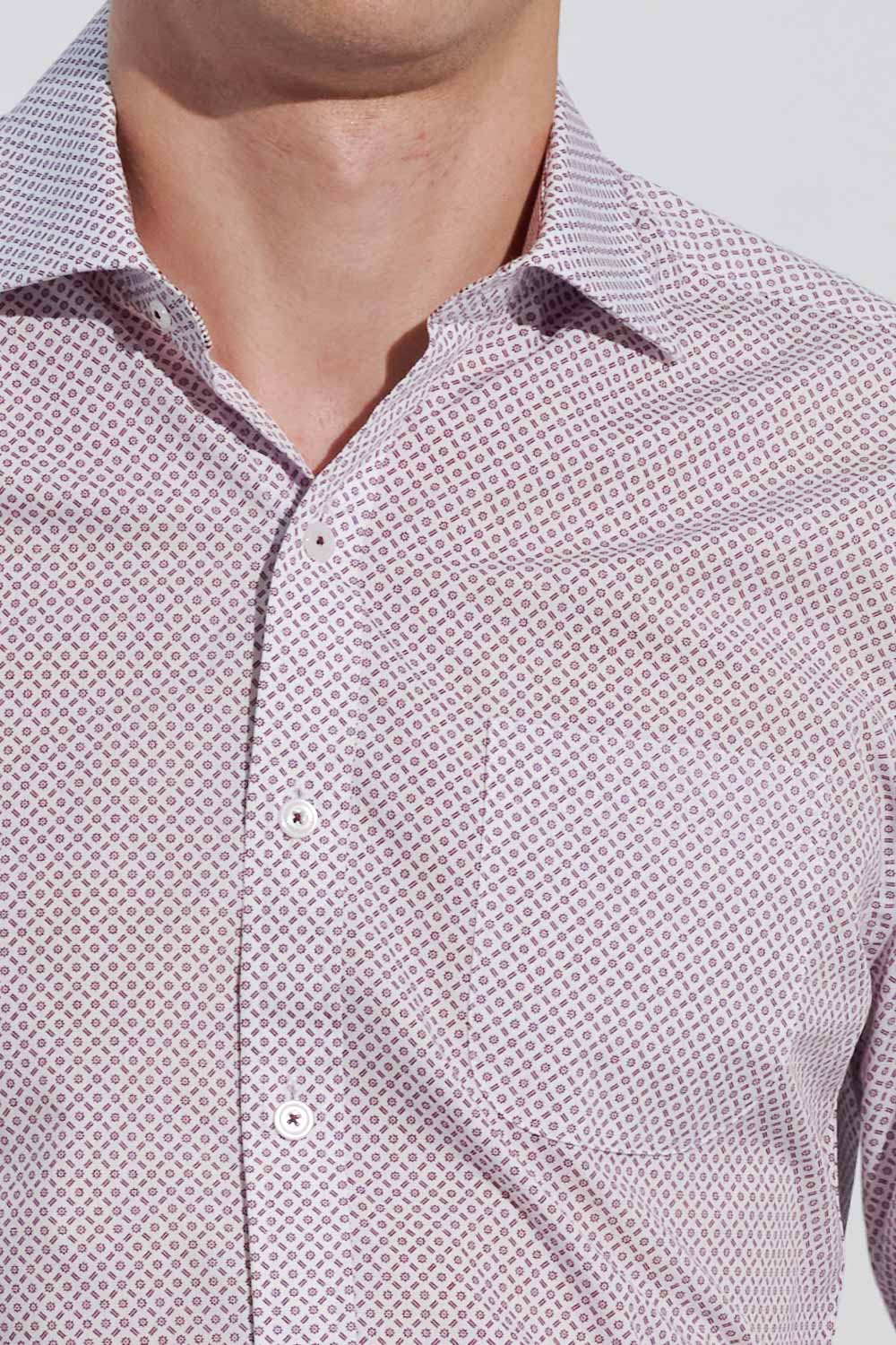 SST&C #Easycare  Red Geometric Small Print Slim Fit Shirt | 0312302011  (Outlet)_5