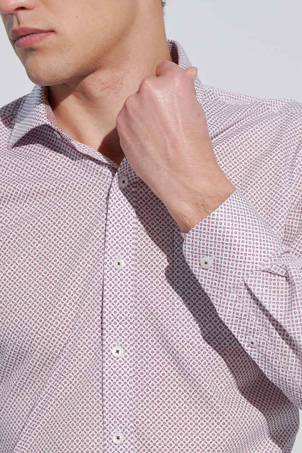 SST&C #Easycare  Red Geometric Small Print Slim Fit Shirt | 0312302011  (Outlet)_6