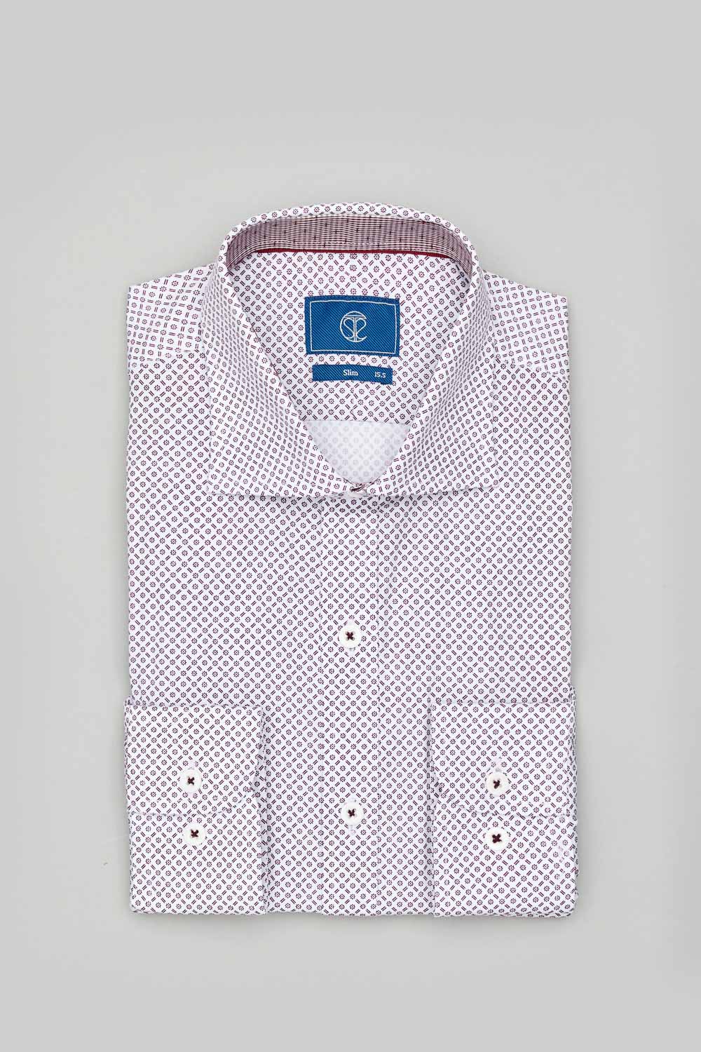 SST&C #Easycare  Red Geometric Small Print Slim Fit Shirt | 0312302011  (Outlet)_7