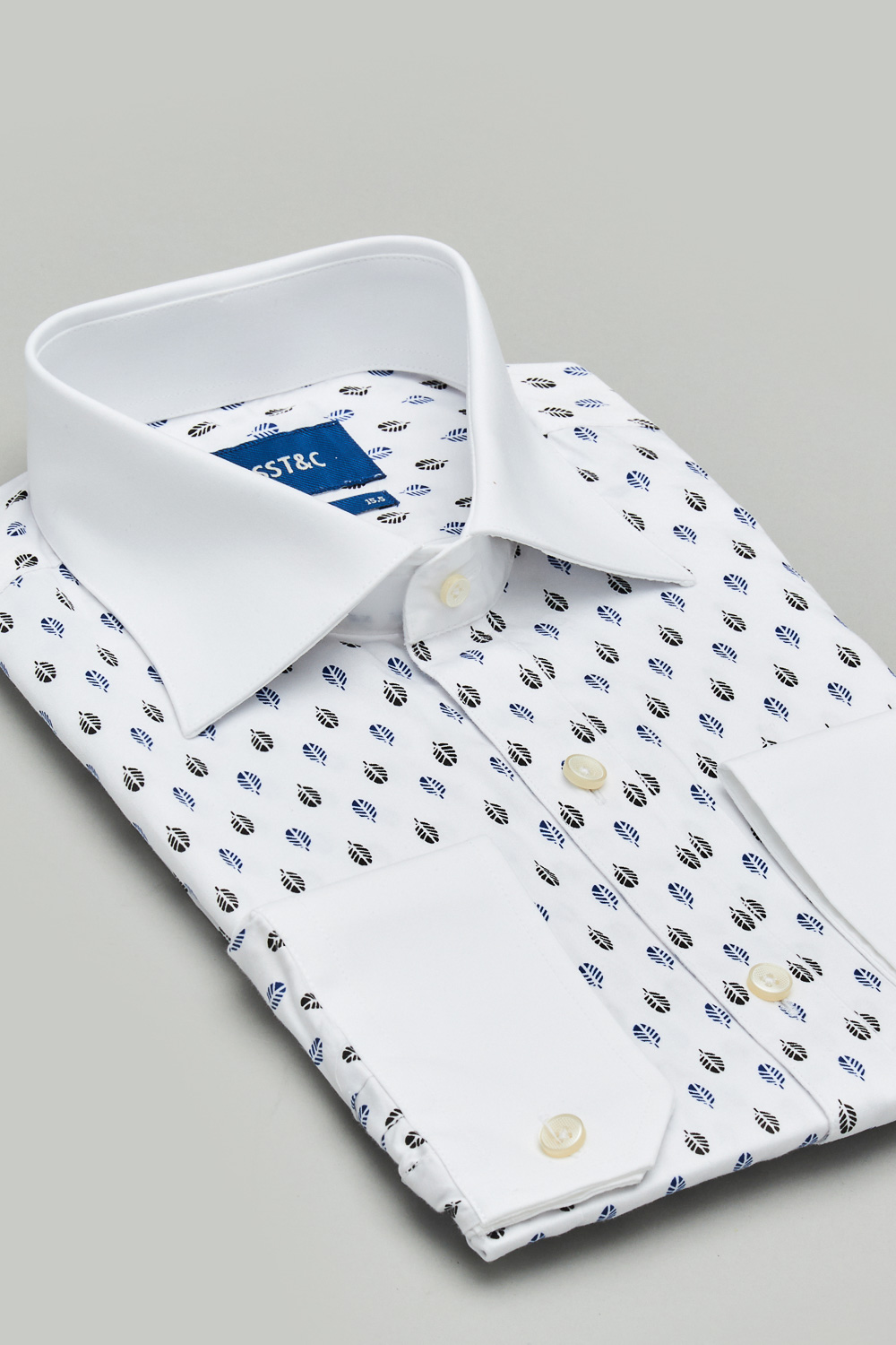 SST&C #Comfortable Cotton  Leaf Printed White Collar White Sleeve Slim Fit Shirt | 0312302014  (Outlet)_7